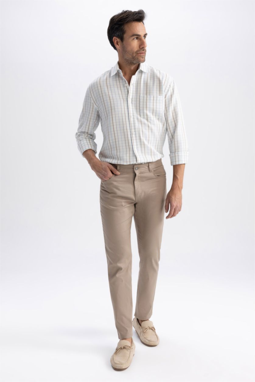 Ерлер экру жейде мойыны чек торлы құрылым Ұзын жеңді көйлек