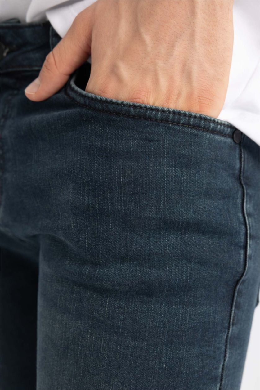HOMME Vert Foncé Pantalon Jean Super Skinny Taille Normale à Jambes très étroites