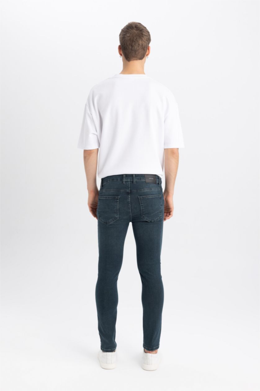 HOMME Vert Foncé Pantalon Jean Super Skinny Taille Normale à Jambes très étroites