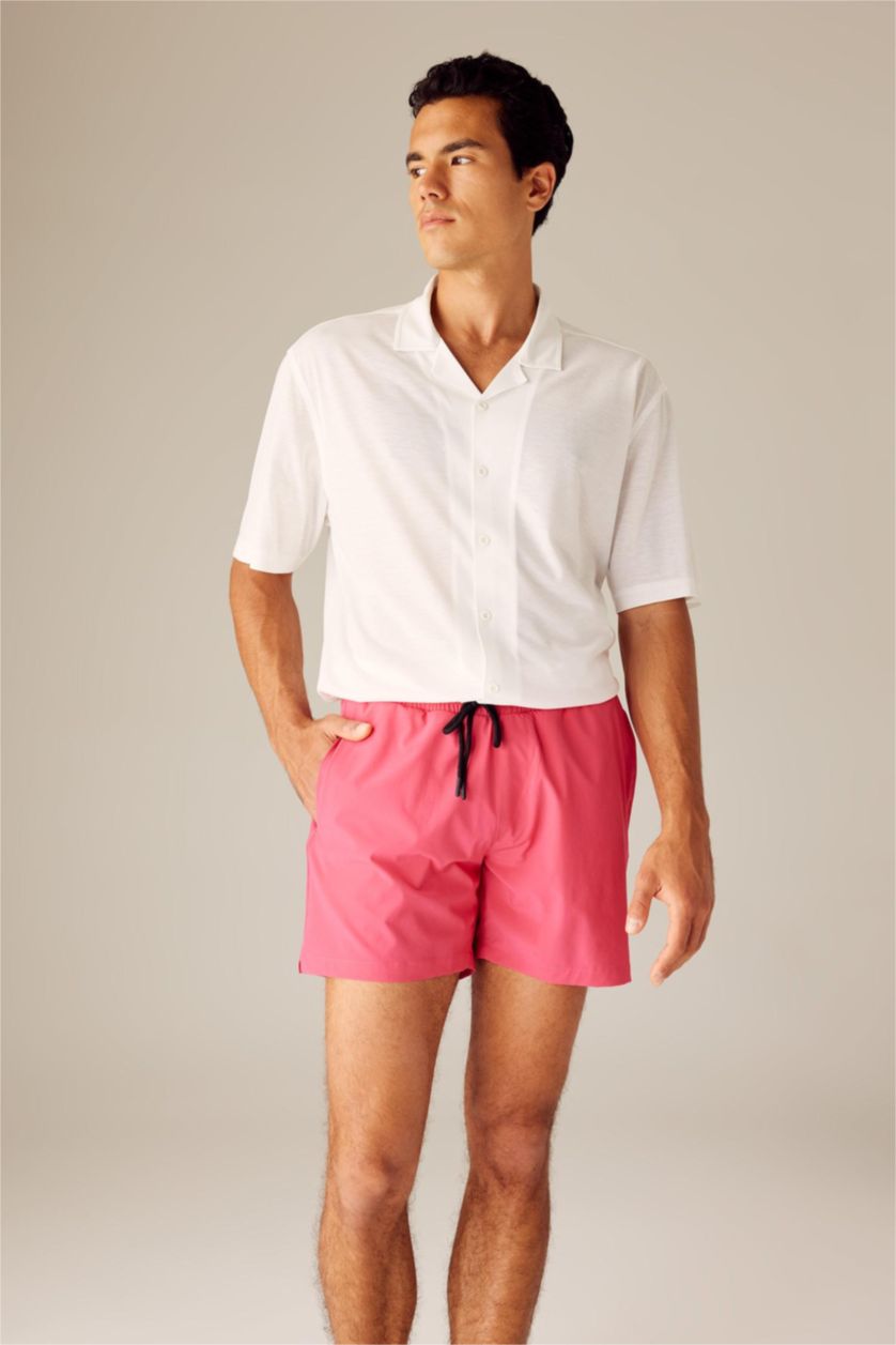 HOMME Rose Short De Bain Tissé Micro Andy Graphique Courte Longueur