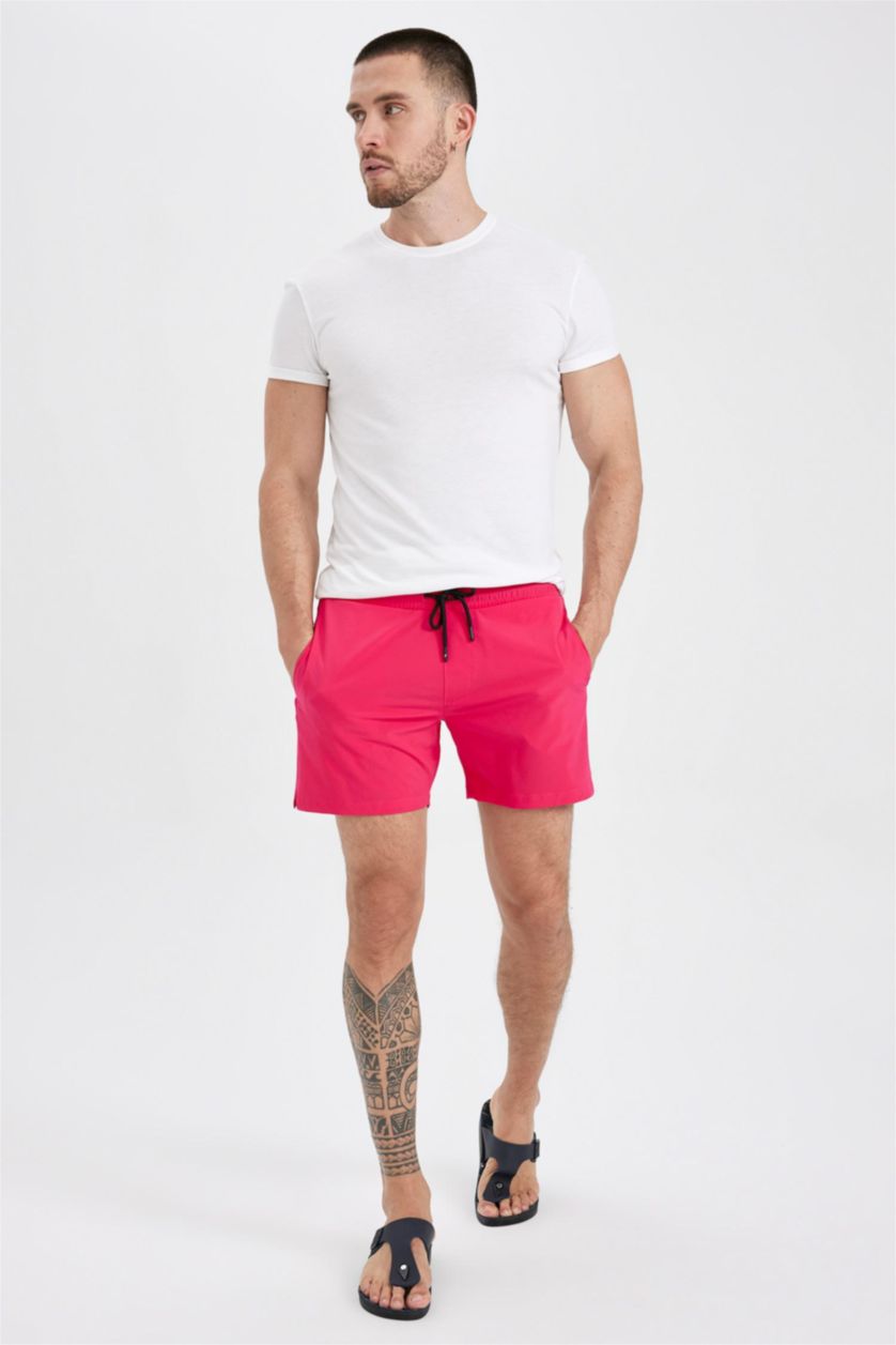 HOMME Rose Short De Bain Tissé Micro Andy Graphique Courte Longueur