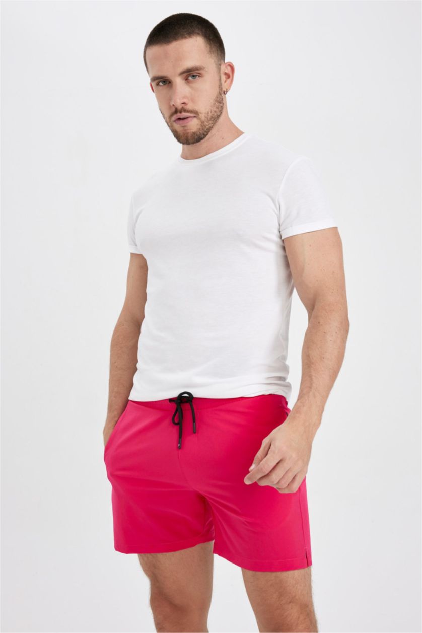 HOMME Rose Short De Bain Tissé Micro Andy Graphique Courte Longueur