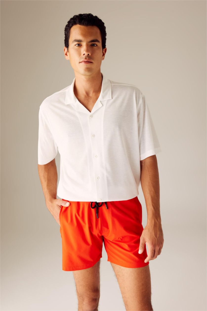 Erkek Kırmızı DeFactoFit Andy Kısa Boy Deniz Şortu