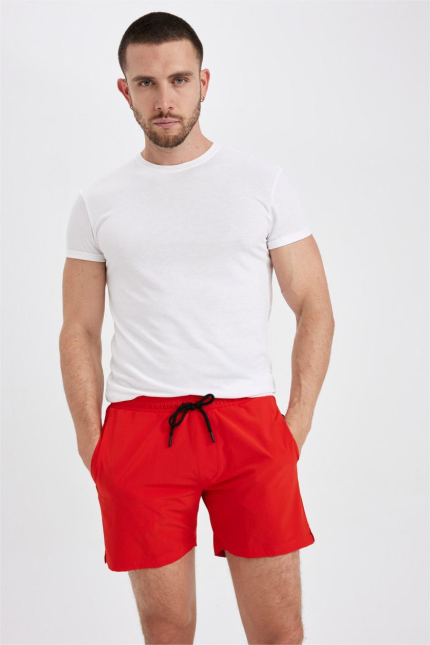 Erkek Kırmızı DeFactoFit Andy Kısa Boy Deniz Şortu