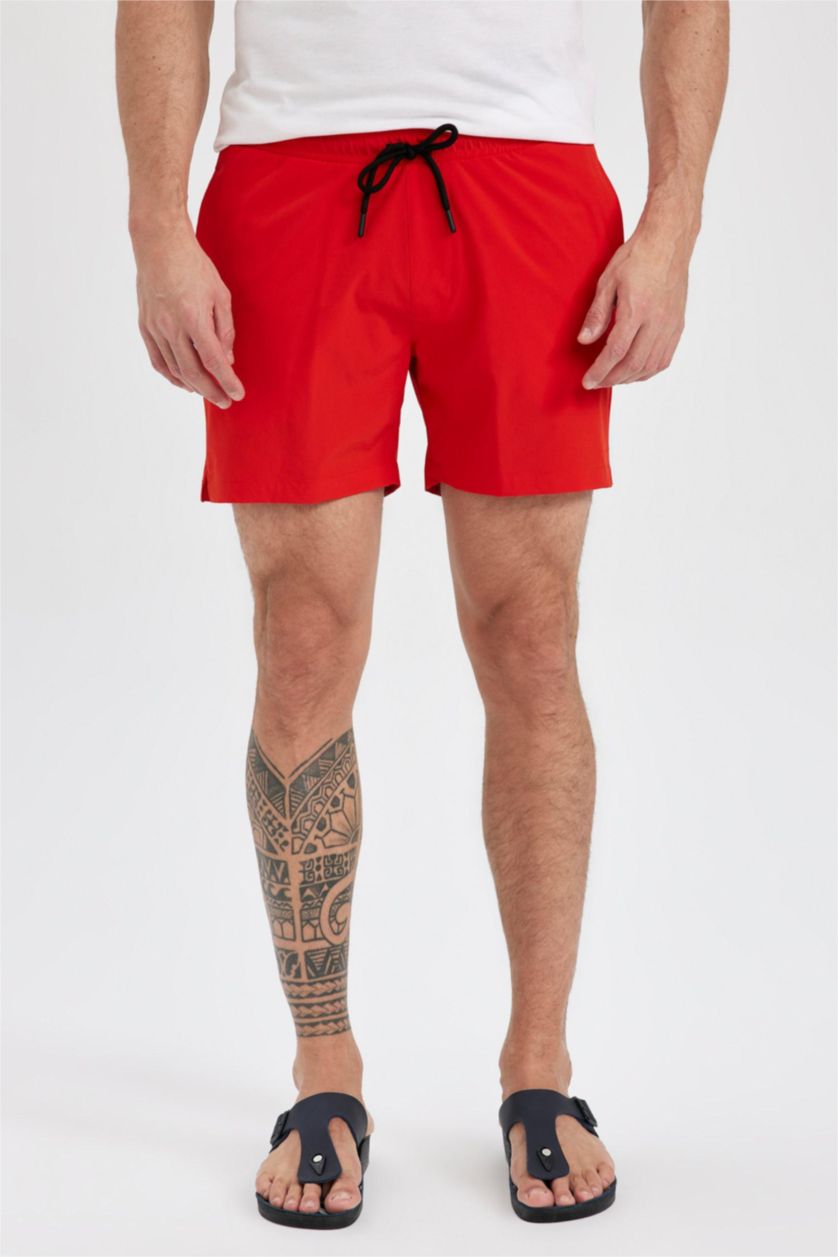 Erkek Kırmızı DeFactoFit Andy Kısa Boy Deniz Şortu
