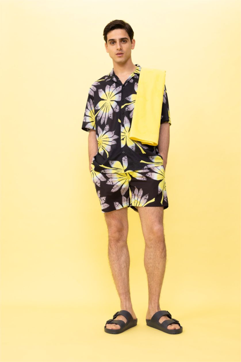 Ерлер қара Тоқымалы жүзу шолақ шалбар график қысқа ұзындық