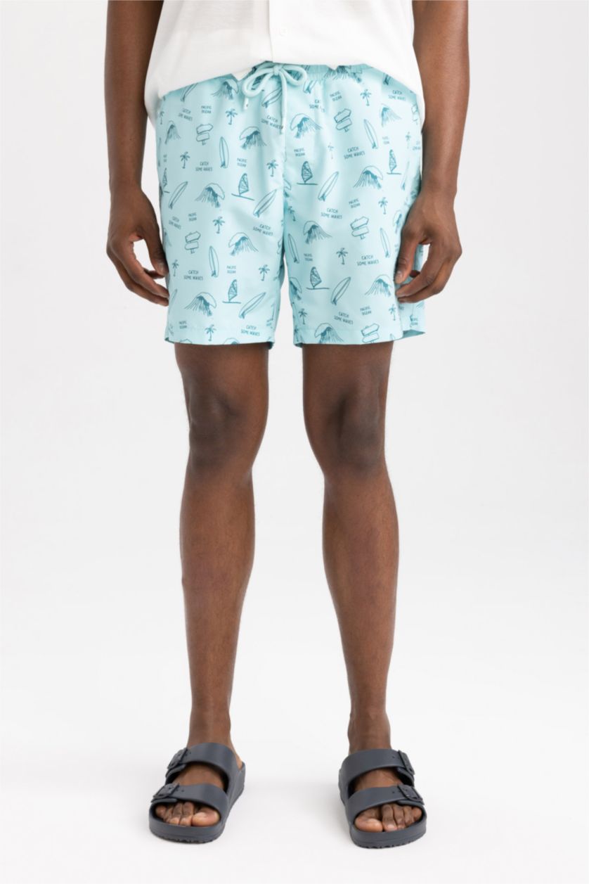 MAN Aqua Regular Fit Printed Micro Short Swim Shorts