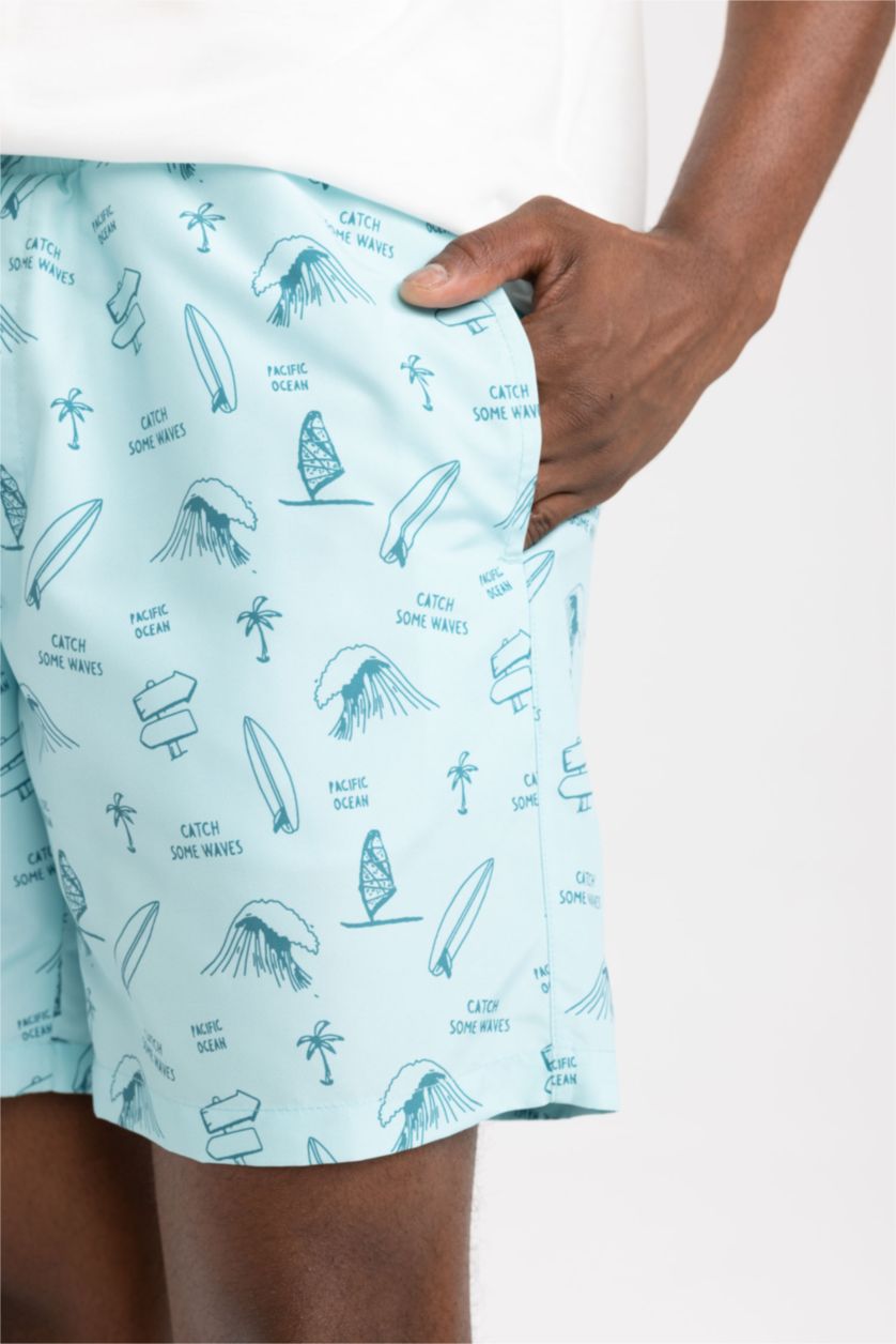 MAN Aqua Regular Fit Printed Micro Short Swim Shorts