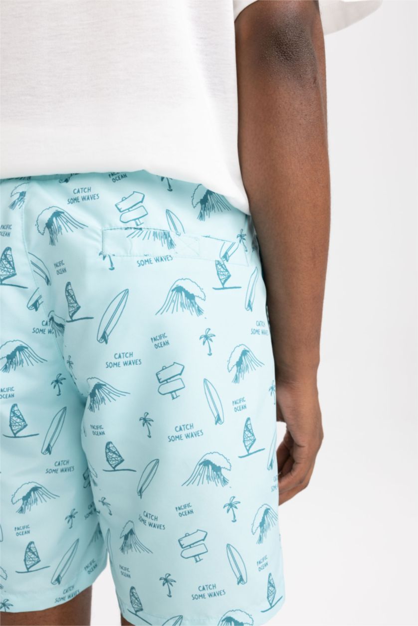 MAN Aqua Regular Fit Printed Micro Short Swim Shorts