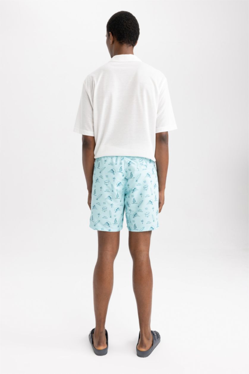 MAN Aqua Regular Fit Printed Micro Short Swim Shorts