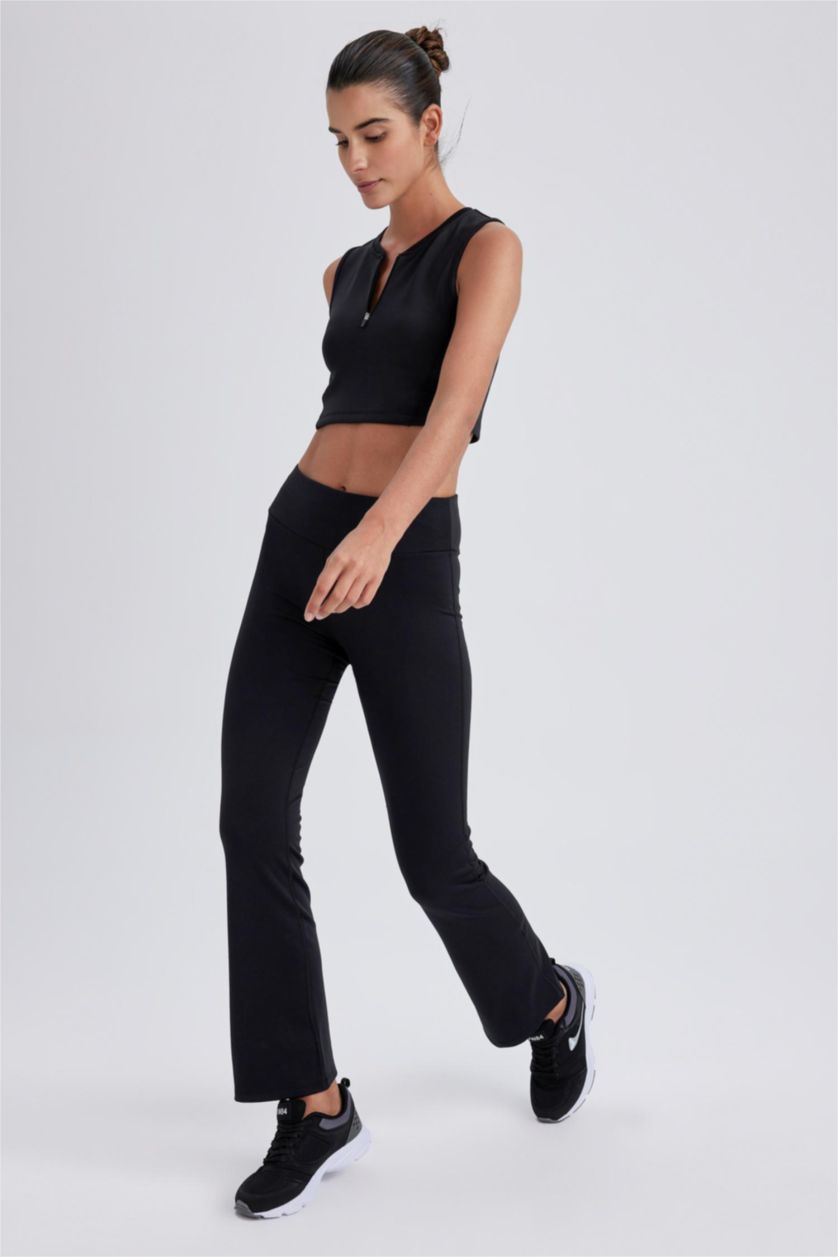 WOMAN Black Defacto Fit Wide Leg Soft Pile Sweatpants