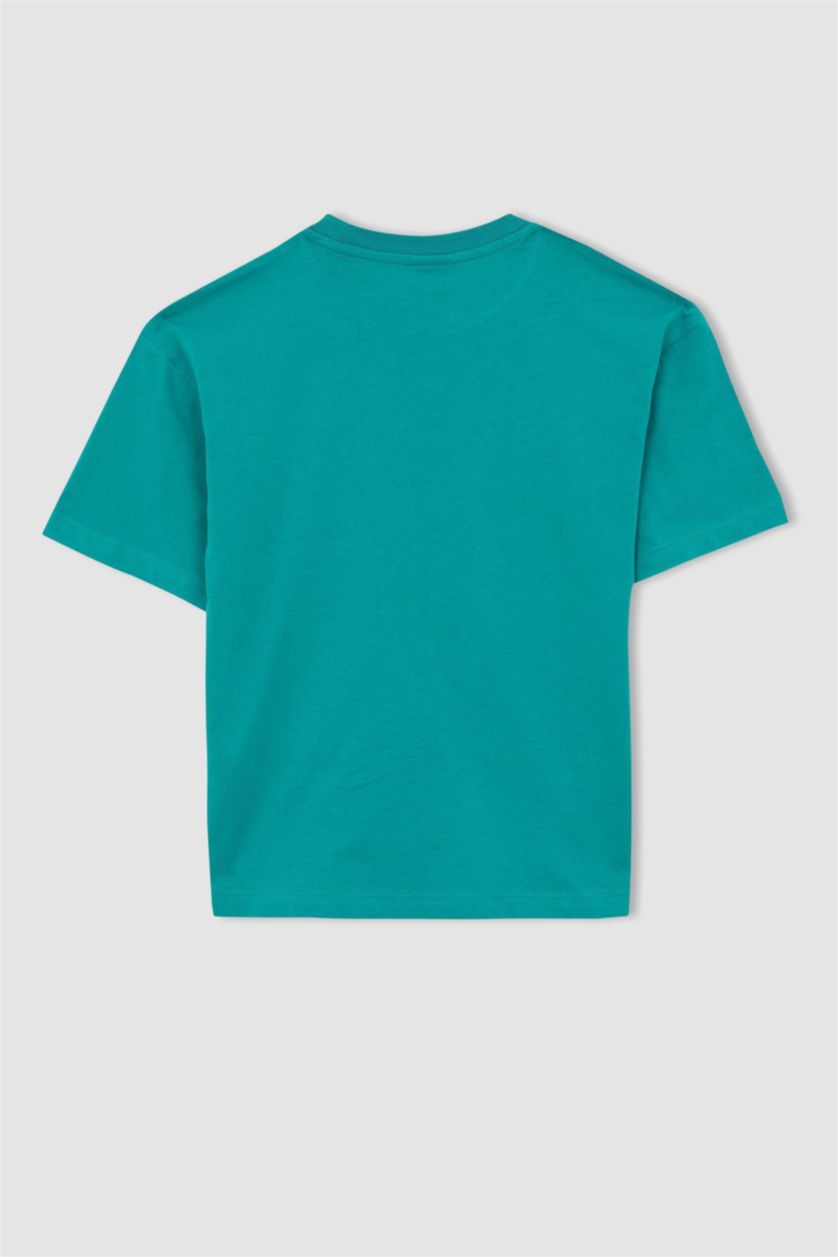 BOYS & TEENS Green Boy Oversize Fit Crew Neck Printed Short Sleeve T-Shirt