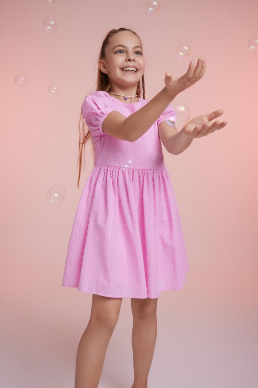 GIRLS & TEENS Light Pink Regular Fit Cotton Dress