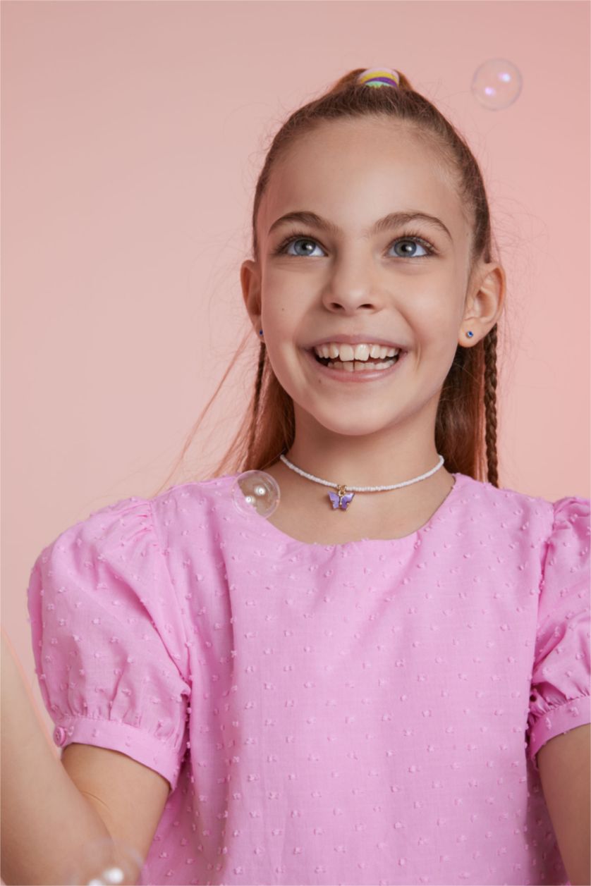 GIRLS & TEENS Light Pink Regular Fit Cotton Dress