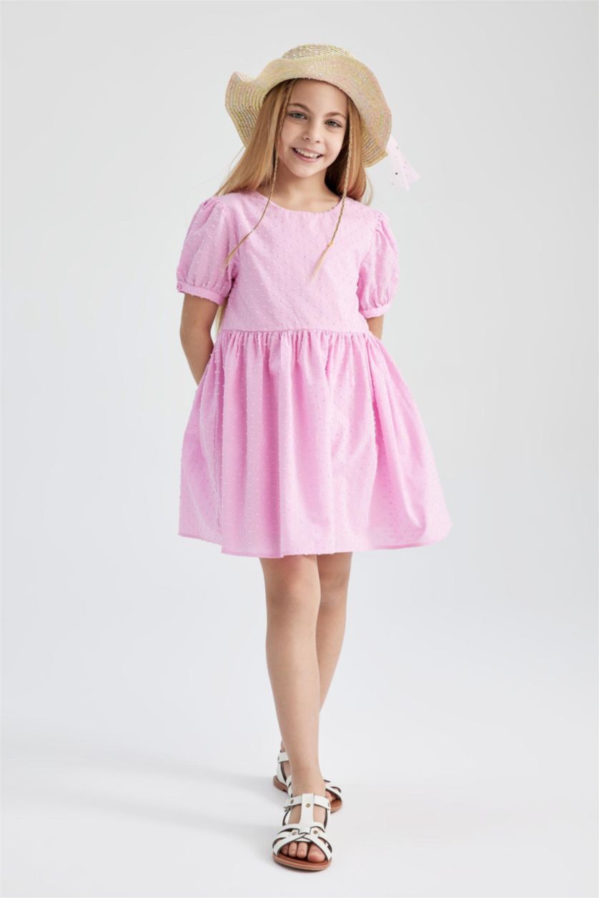 GIRLS & TEENS Light Pink Regular Fit Cotton Dress