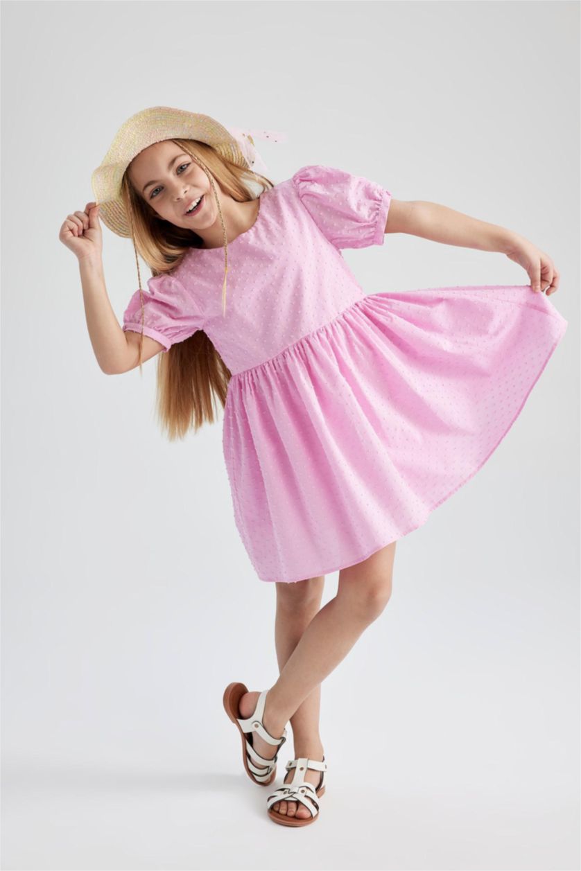 GIRLS & TEENS Light Pink Regular Fit Cotton Dress