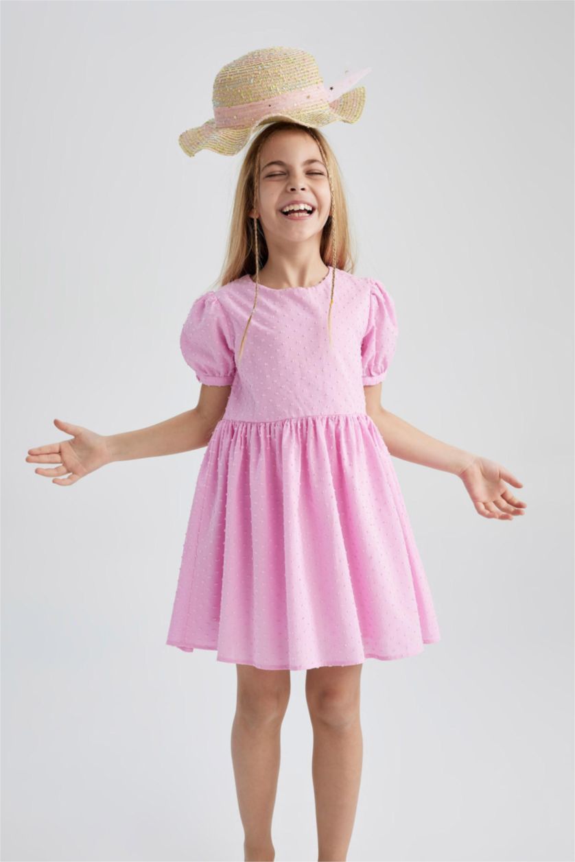 GIRLS & TEENS Light Pink Regular Fit Cotton Dress