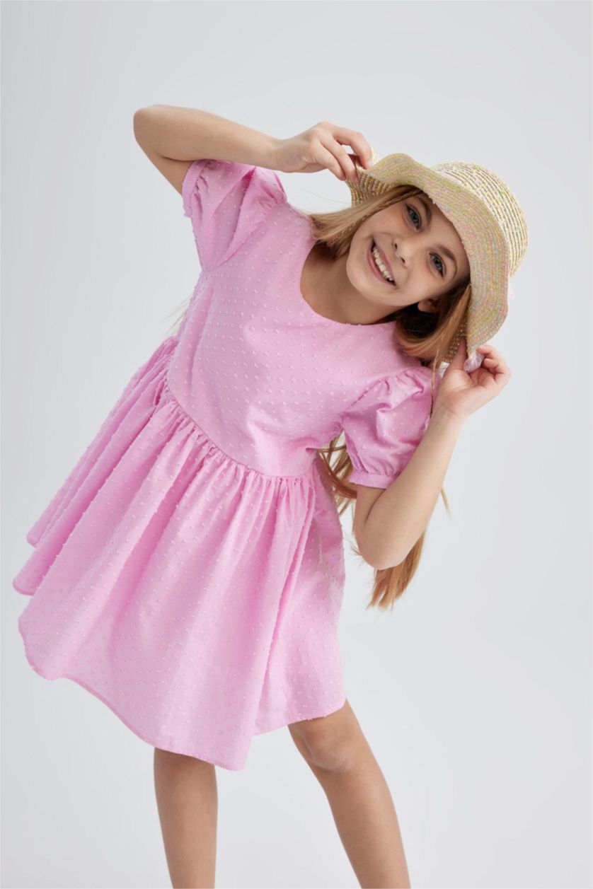 GIRLS & TEENS Light Pink Regular Fit Cotton Dress