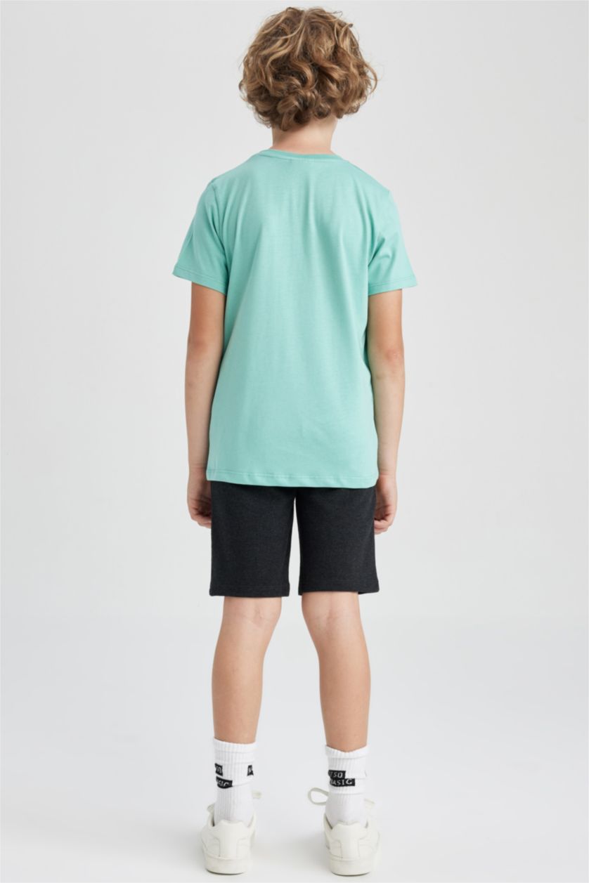 أولاد أخضر فاتح طقم اولادي شورت تيشيرت - قطعتين