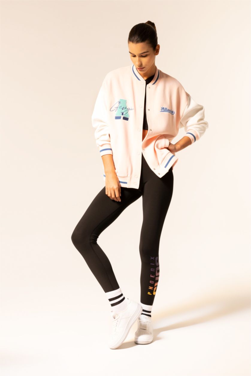 WOMAN Pink Thick Sweatshirt Fabric Cardigan