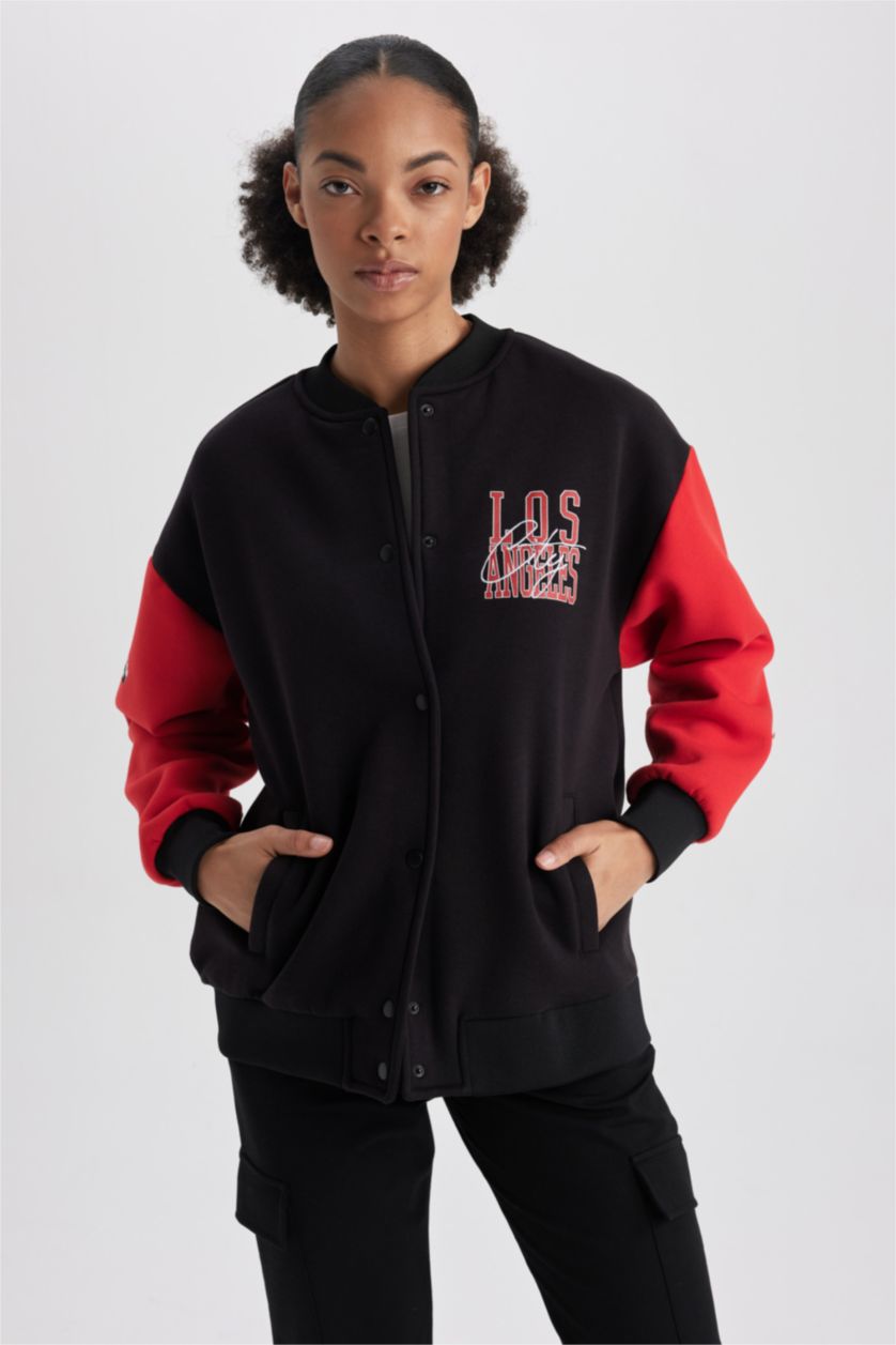 FEMME Noir Cardigan Oversize imprimé de DeFacto Fit