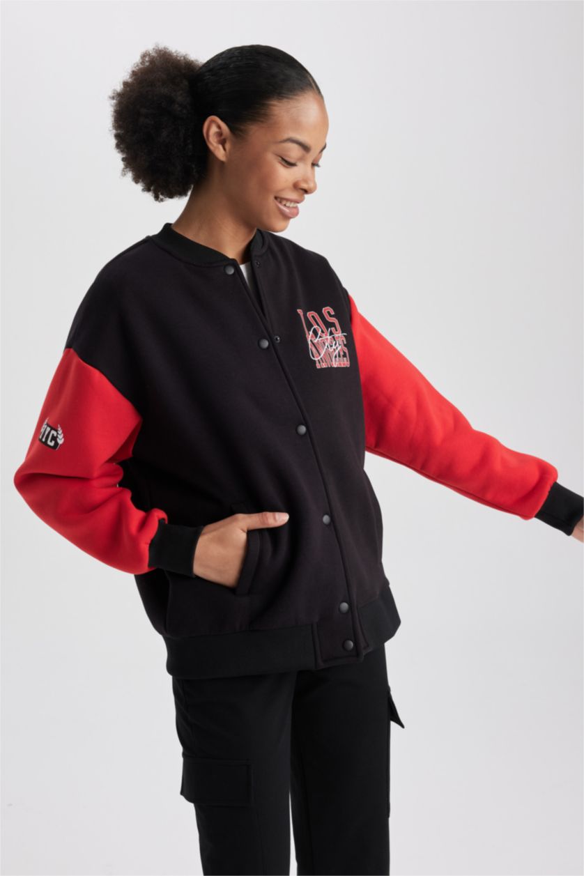 FEMME Noir Cardigan Oversize imprimé de DeFacto Fit