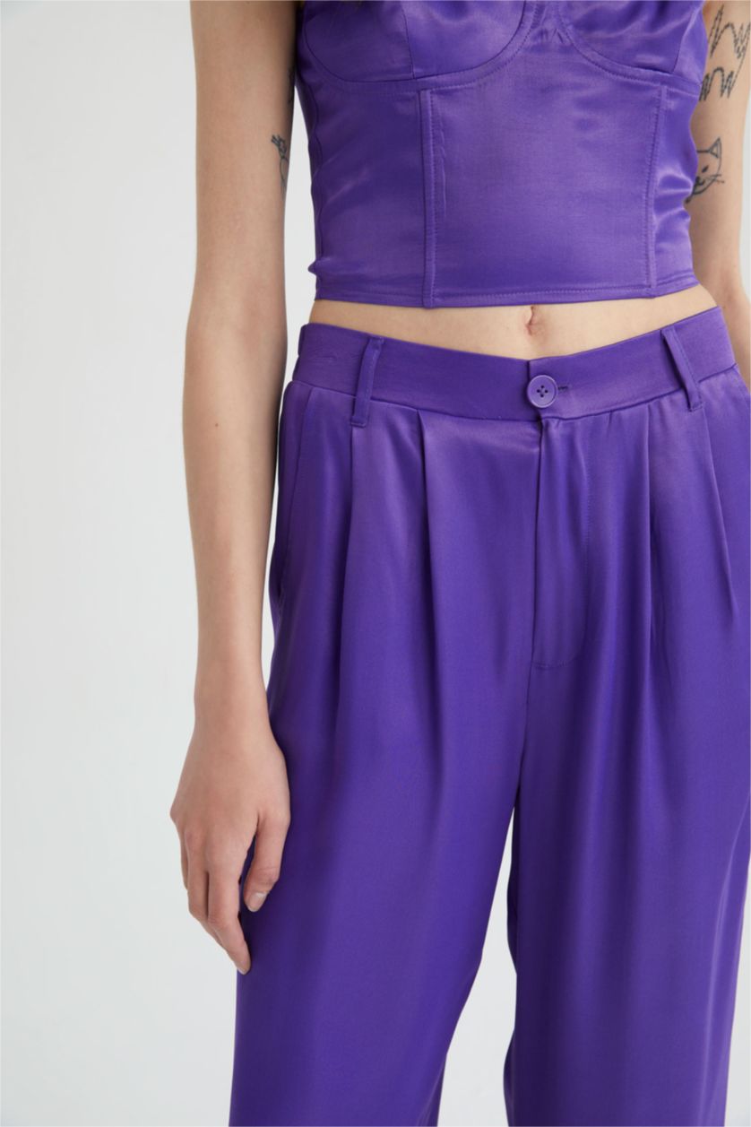 FEMME Violet Pantalon Satinette Jambes larges