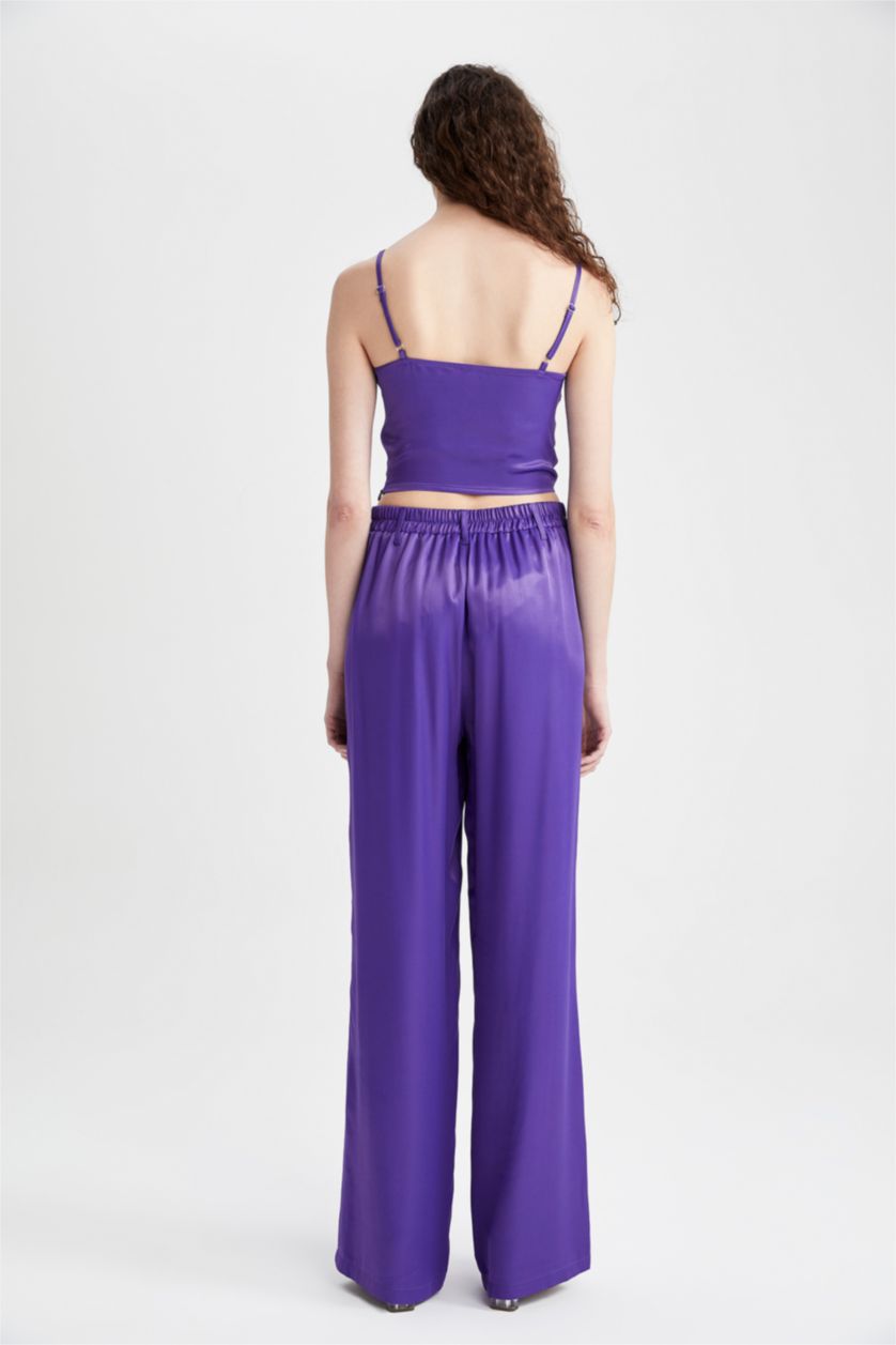 FEMME Violet Pantalon Satinette Jambes larges