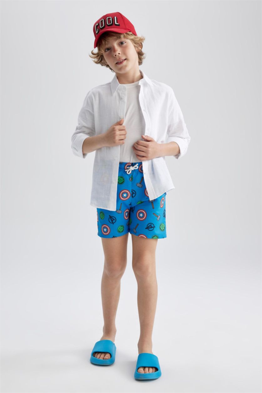 أولاد أزرق فاتح شورت سباحة من مارفل افنجرز