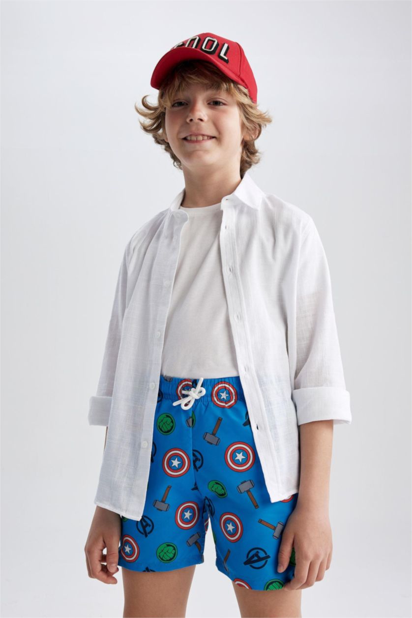 أولاد أزرق فاتح شورت سباحة من مارفل افنجرز