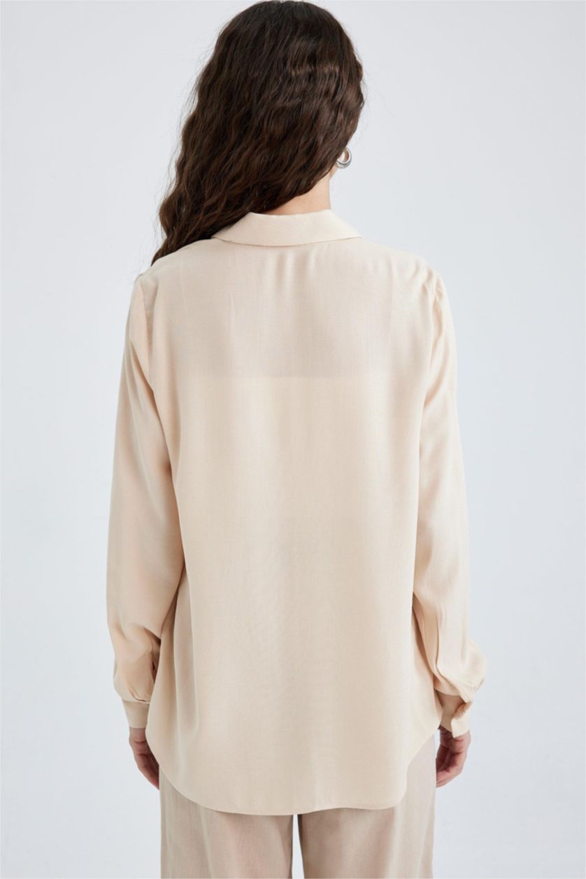 WOMAN Light Beige Regular Fit Long Sleeve Shirt
