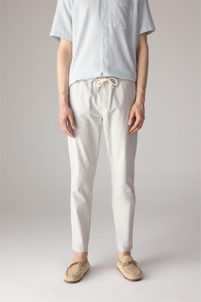 Man Light Grey jogger Super Skinny Hem Cotton Trousers