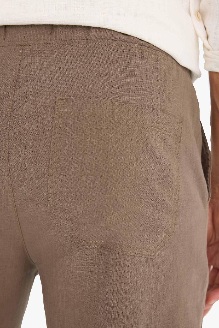 MAN Light Brown Cotton Skinny Leg Elastic Waist Summer Joggers