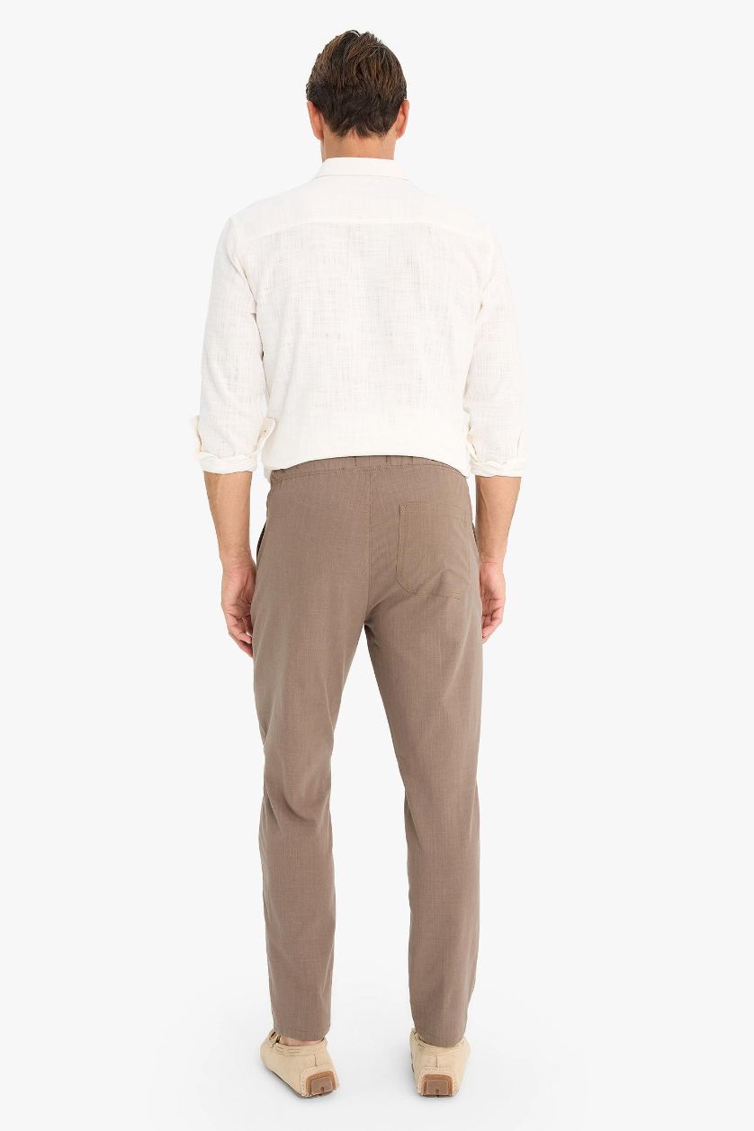 MAN Light Brown Cotton Skinny Leg Elastic Waist Summer Joggers