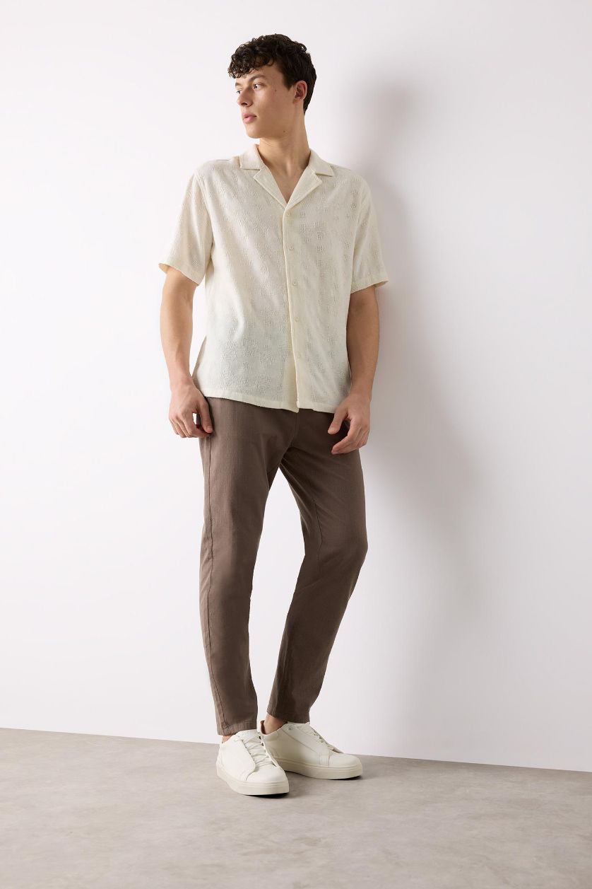 MAN Light Brown Cotton Skinny Leg Elastic Waist Summer Joggers