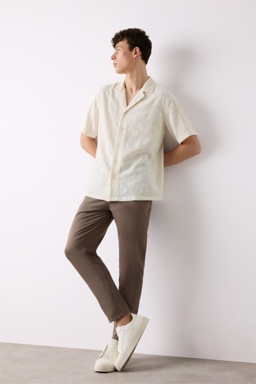 MAN Light Brown Cotton Skinny Leg Elastic Waist Summer Joggers