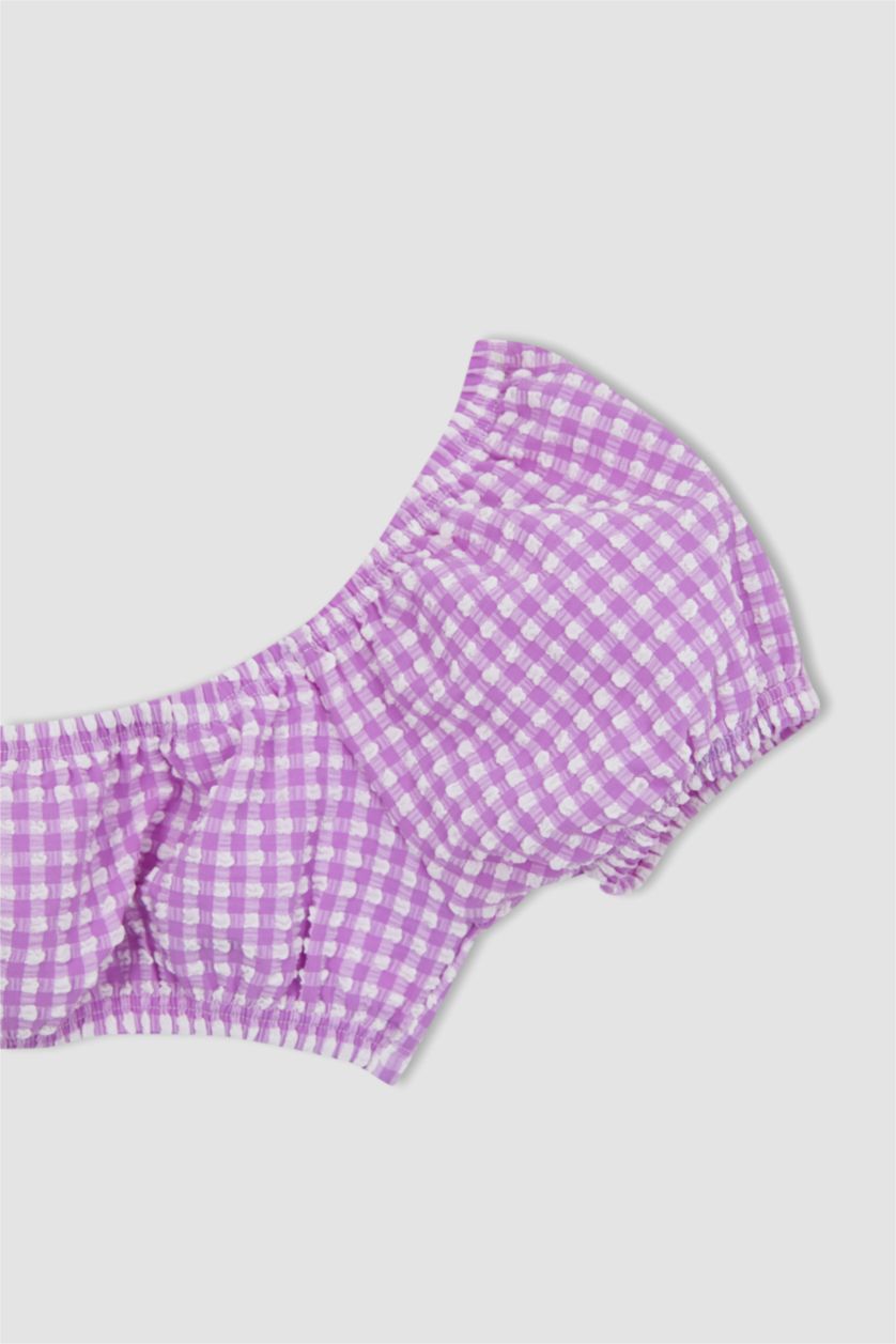 Kız Çocuk - Genç Kız Mor Kareli Bikini Takımı Kız Çocuk