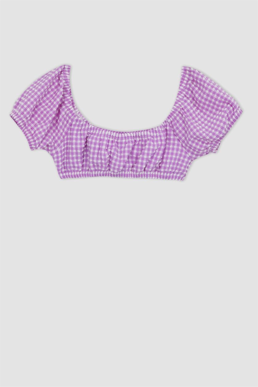 Kız Çocuk - Genç Kız Mor Kareli Bikini Takımı Kız Çocuk