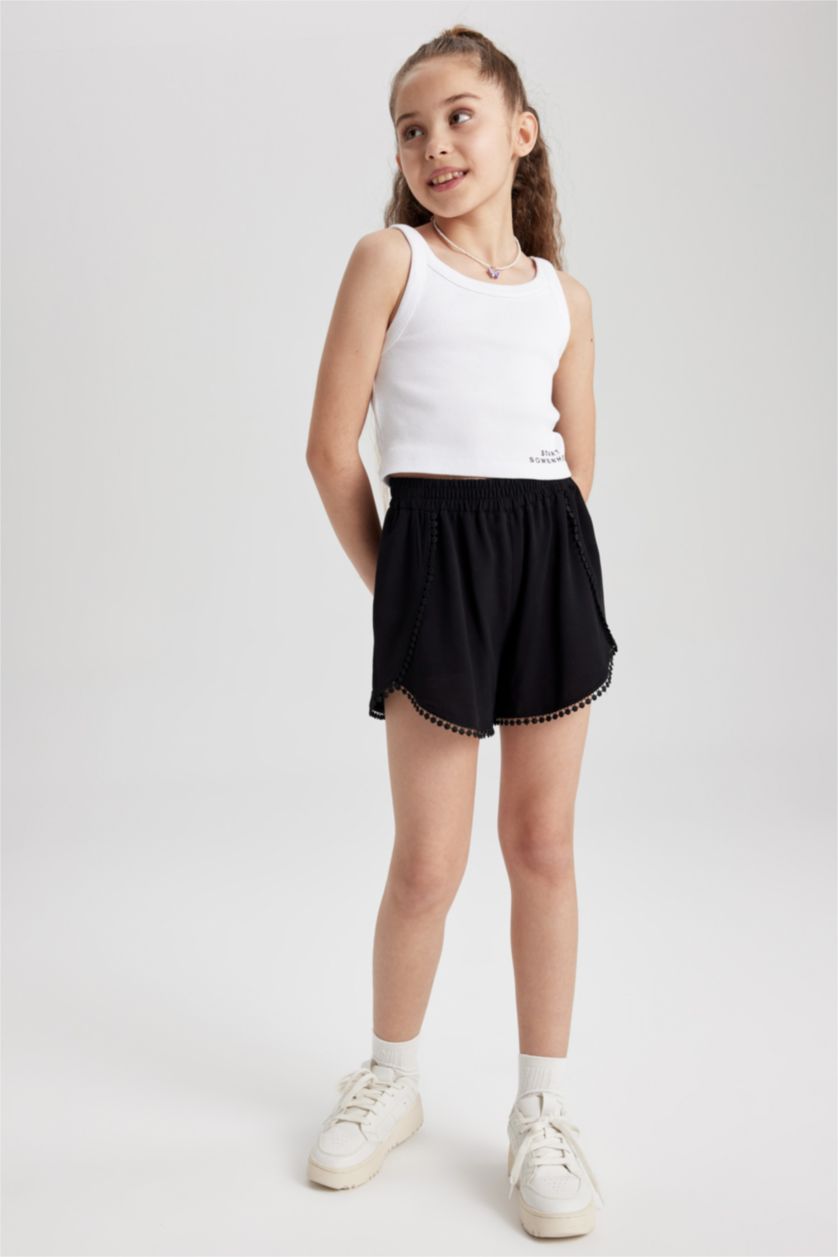 GIRLS & TEENS Black Girl Viscose Shorts