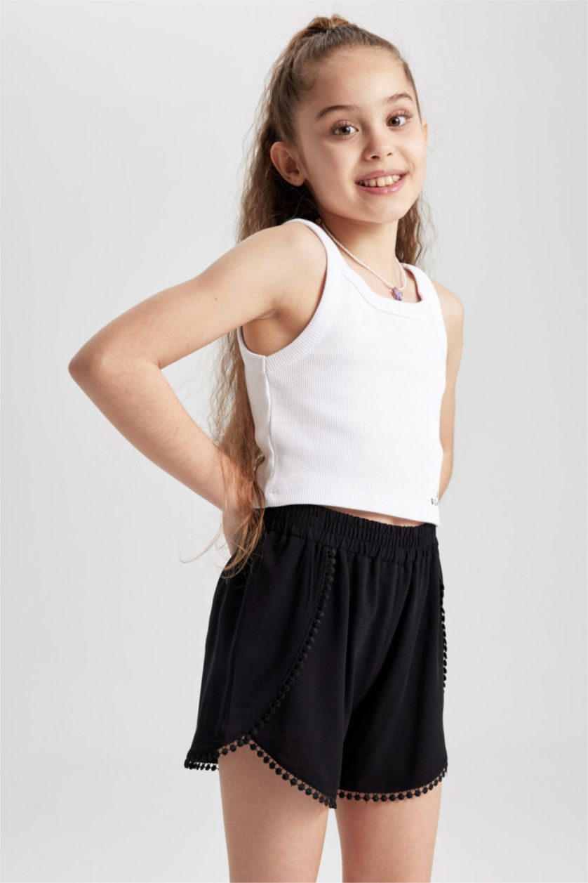 GIRLS & TEENS Black Girl Viscose Shorts