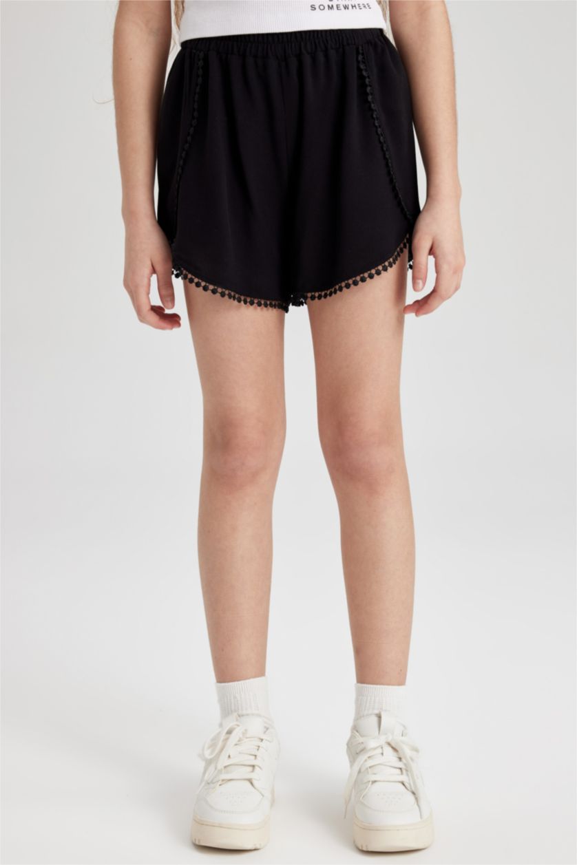 GIRLS & TEENS Black Girl Viscose Shorts