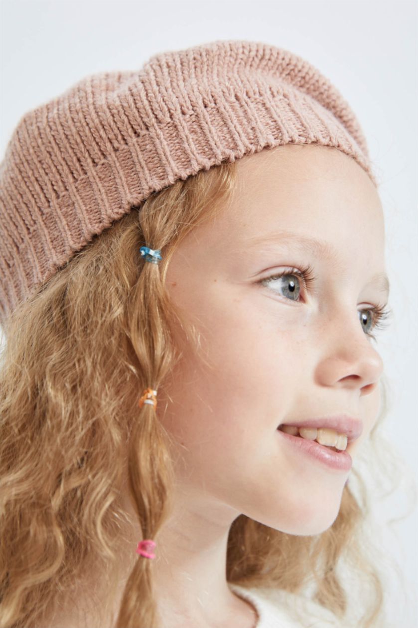 Kız Çocuk - Genç Kız Açık Pembe Kız Çocuk Ressam Triko Bere