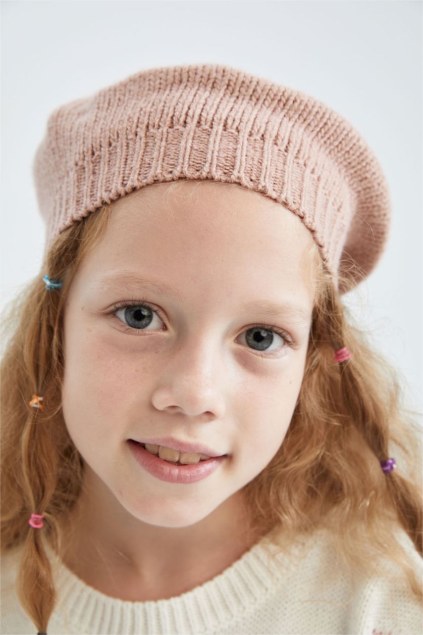 Kız Çocuk - Genç Kız Açık Pembe Kız Çocuk Ressam Triko Bere