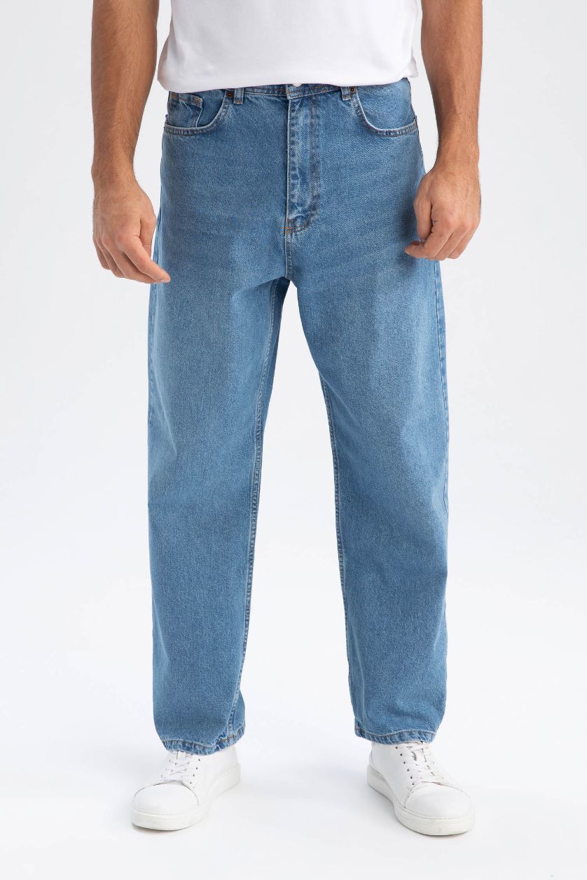 Blue Man Baggy Fit Wide Pattern Normal Waist Wide Leg Jeans