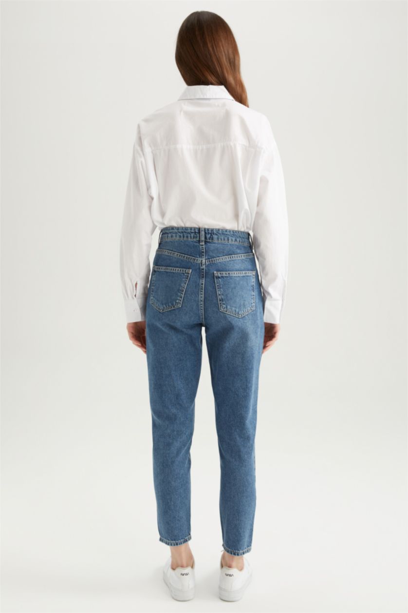 WOMAN Blue High Waist Mom Fit Trousers