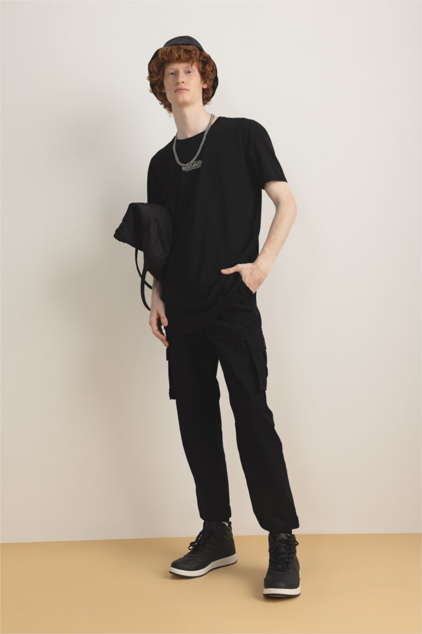 HOMME Noir Pantalon La Gabardıne Jogging Cargo Régulier