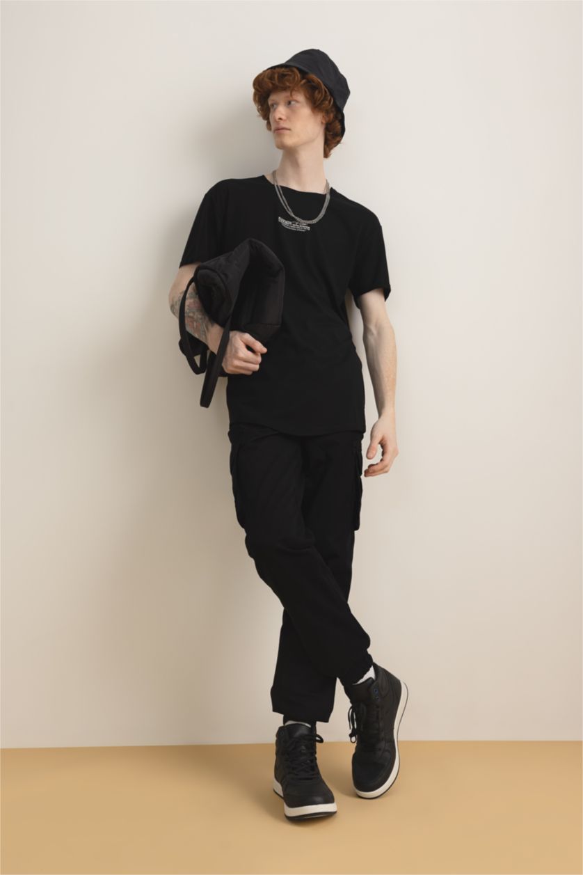 HOMME Noir Pantalon La Gabardıne Jogging Cargo Régulier