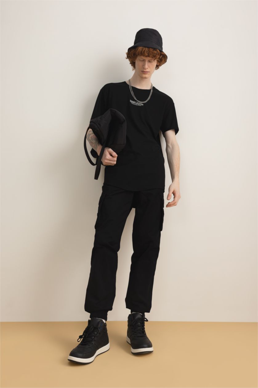 HOMME Noir Pantalon La Gabardıne Jogging Cargo Régulier