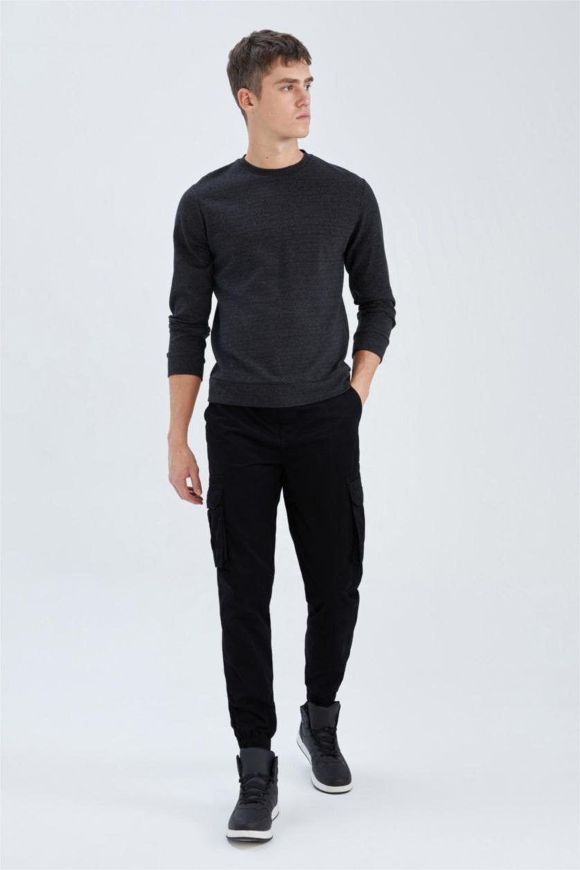 HOMME Noir Pantalon La Gabardıne Jogging Cargo Régulier