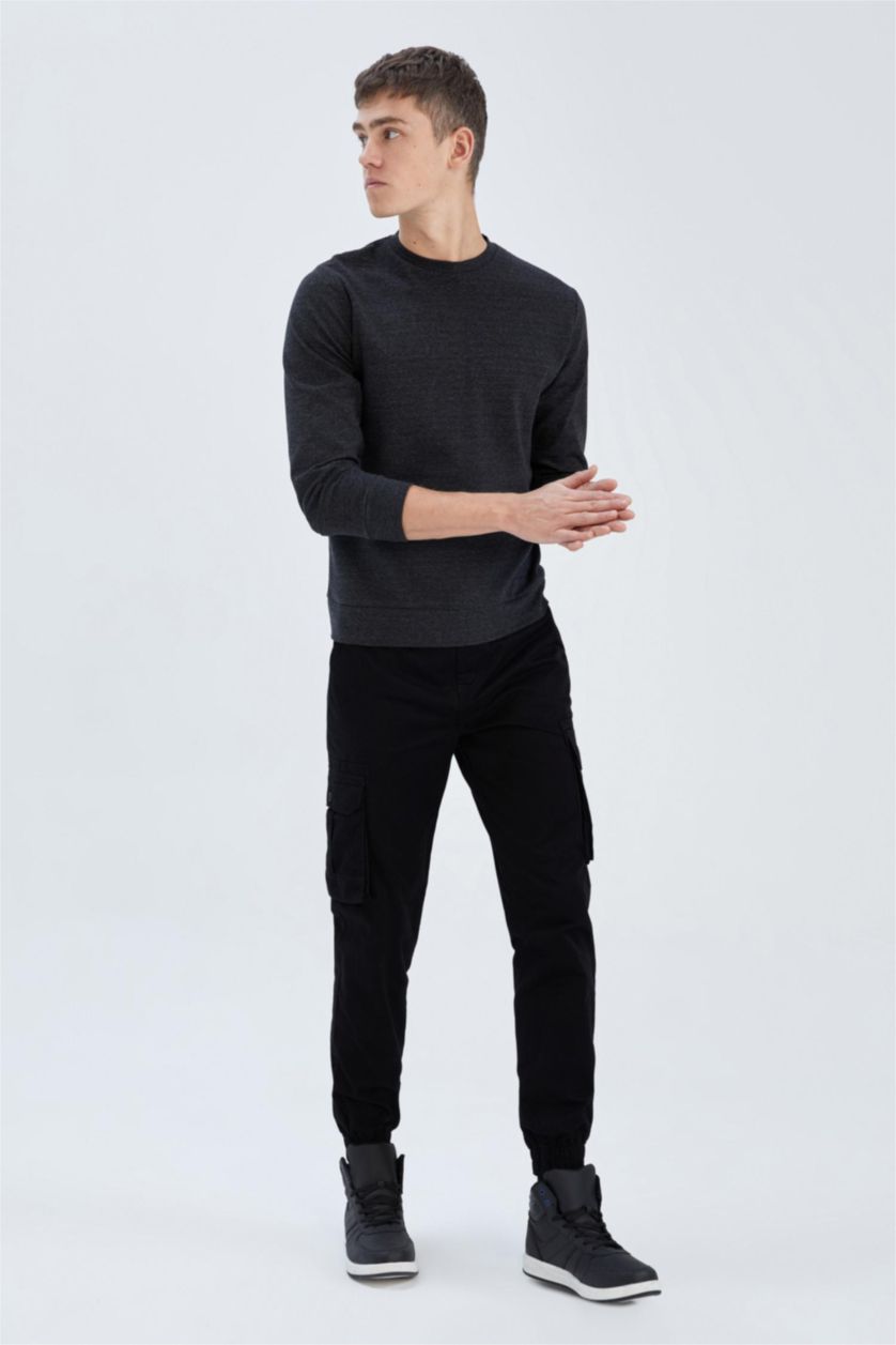 HOMME Noir Pantalon La Gabardıne Jogging Cargo Régulier